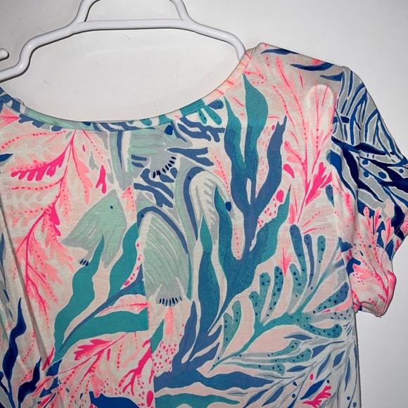 Lilly Pulitzer WYNNE MAXI DRESS Crew Blue Tint Kaleidoscope Coral Print Meidum - Picture 8 of 13